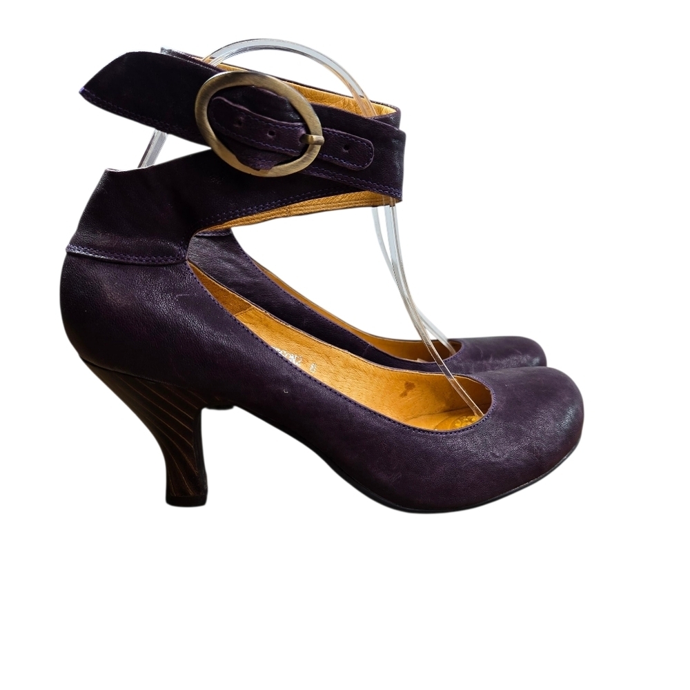 Vtg Jeffrey Campbell Edson 2 Purple Leather Ankle Strap Pumps Heels - Picture 3 of 14